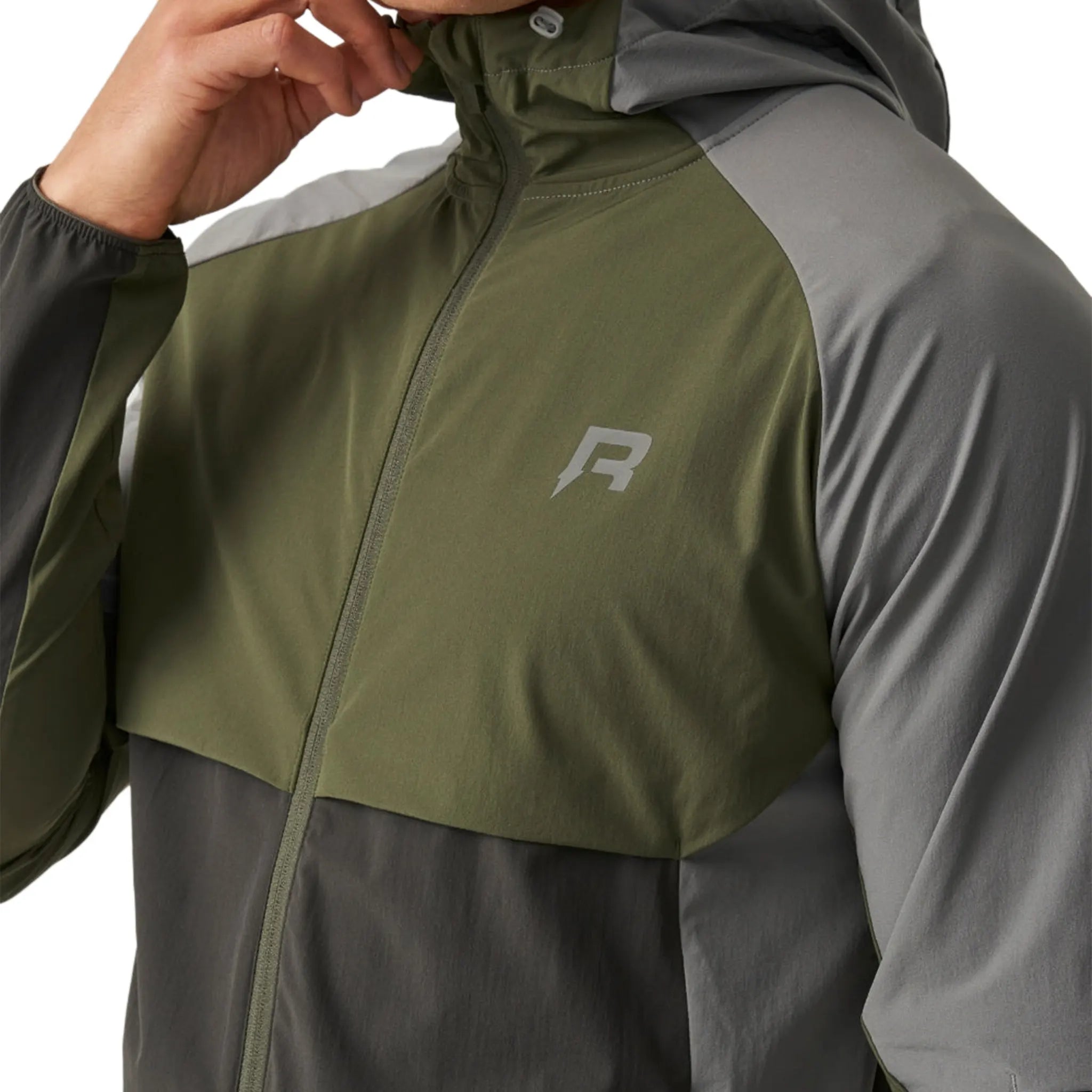 Detailed View of Reprimo Vortex Olive Dark Grey Windbreaker REP254-245